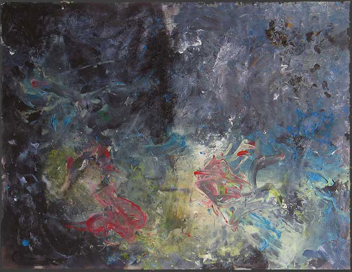 painting titled Ad Terram, in Terris I - acrylic and pencil on paper